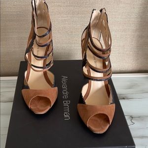 Alexandre Birman suede and python sandal